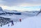 Skiers at Ski resort of Selva di Val Gardena