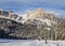 Skiers at Ski resort of Selva di Val Gardena