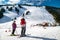 Skiers on slope in ski resort Malino Brdo, Slovakia