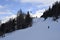 Skiers and snowboarders in Austrian ski resort Hochgurgl