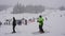 Skiers and Snowboarders at Snowy Mountain Resort, Jan 2023, BC, Canada