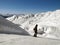 Skiier and a view, Champagny.