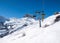 Skiing area in the Dolomites Alps. Overlooking the Sella group in Val Gardena