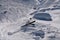 Skiing downhill off piste on the amazing sunny day with fresh snow at the Meribel in France.