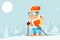 Skiing Grandfather Adult Skier Winter Sports Healthy Activities Old Age Man Character Cartoon Flat Design Vector