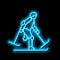 skiing handicapped athlete neon glow icon illustration