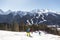 Skiing high up in the mountains in Russia