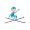 Skiing human trick vector illustration.