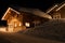 Skiing huts at night in Montafon