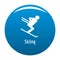 Skiing icon vector blue