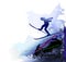 Skiing man background. Extreme sports illustration