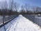 Skiing path in winter in a park