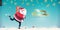 Skiing Santa Claus - christmas billboard
