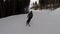 Skiing skiers on the piste in Bukovel ski resort, Ukraine