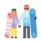 Skiing snowboard man and woman vector.