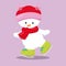 skiing snowman red hat 05