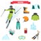 Skiing sports color icons set for web and mobile design