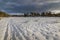 Skiing tracks in winter landscape in Norway