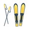 Skiing winter seaso equipment vector illustration.