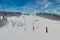 Skiing, winter, skiers on the ski track. winter landscape of the ski resort