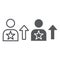 Skill line and glyph icon, employee and rating, person sign, vector graphics, a linear pattern on a white background.
