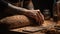 The skilled craftsman tattooed hand creates pottery with spirituality generated by AI