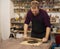 Skilled master preparing clay pieces for his new creations