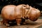 A skillful carved , wooden and decorative Hippopotamus