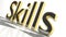 Skills sign in gold and glossy letters