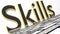 Skills sign in gold and glossy letters