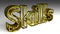 Skills sign in gold and glossy letters