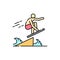 Skimboarding line icon. Isolated vector element.