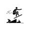 Skimboarding line icon. Isolated vector element.