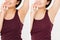 Skin care armpit before after concept. Young asian woman armpits before-after. Sweating problems. Home Shaving skincare. Closeup