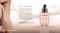 Skin care beauty Body Foundation. Moisturizing Lotion cosmetic ads template. Mockup 3D Realistic Woman illustratio