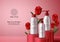 Skin care cosmetics vector banner template. Cosmetic products skin care bottles of body lotion, facial wash and cream elements.