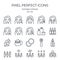 Skin care and health related editable stroke outline icons set isolated on white background flat vector illustration. Pixel