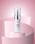 Skin care product pink podium stage or pedestal