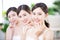 Skin care women smile happily