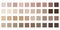 Skin color tones chart. The texture of the palette of shades of the human body. Vector set of beige cream flowers