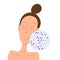 Skin microbiome concept. Woman face microbiota with healthy probiotic bacteria.