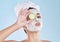 Skincare, facial and wellness skin product of a woman with face cream and mask. Portrait of bathroom shower morning