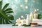 Skincare holistic spa cream, anti aging pampering. Face masklifting cream. Beauty foam insulation Product repairing skincare jar