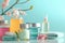Skincare nighttime firming cream cream, anti aging care set. Face maskbillboard mockup. Beauty metallic Product concentration jar