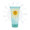 Skincare, protection, sun Safety Cosmetics: SPF 50 Sunscreen Cream in Tube and Bottle, Sunblock Lotion. Isolated EPS in