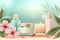 Skincare salon service cream, anti aging pump tube. Face maskpsoriasis. Beauty replenishing Product aromatherapy for anxiety jar