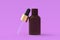 Skincare serum in dropper bottle on pink background