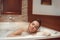 Skincare. Wellness. Beautiful Young woman relaxing in jacuzzi ba