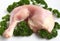 Skinless chicken leg with parsley