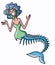 Skinny cartoon mermaid with short blue hair vector
